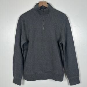 J.Crew Mens Quarter-Zip Vintage Fleece Ribbed Mock Neck Grey Sweatshirt Small